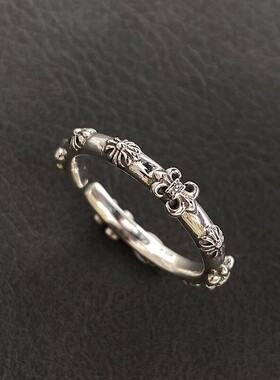 小众设计克克鸢尾开口戒指女轻奢小众设计精致级冷淡风复古指环