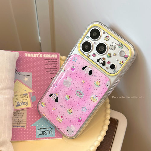 AceCase粉鎏金甜品小狗适用iphone16苹果17promax手机壳透明14全包15卡通