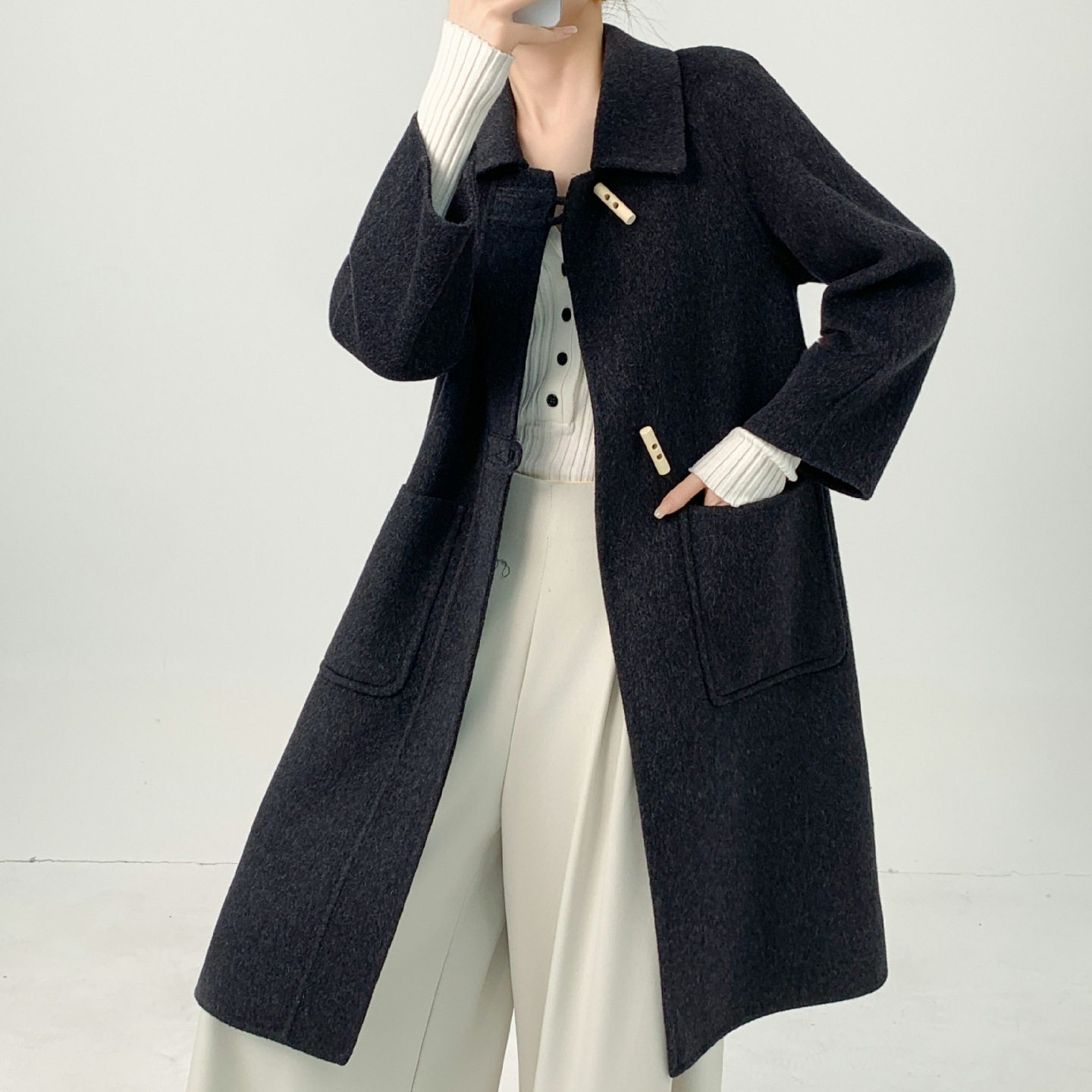 双面呢羊绒大衣女加长款韩版宽松2025秋冬季新款级感毛呢外套女