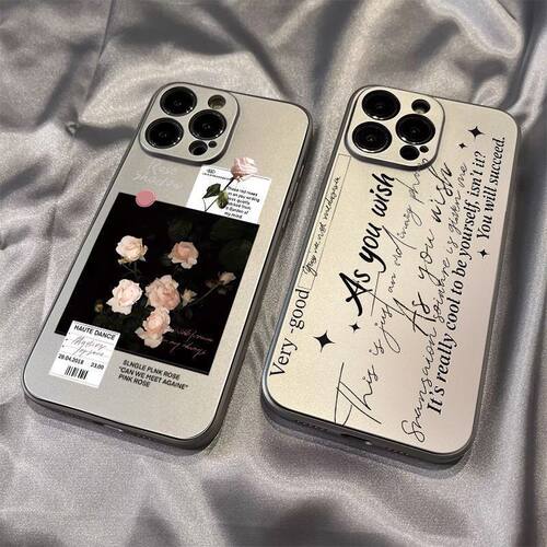 玫瑰花签电镀银苹果iPhone文艺