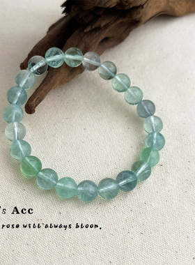 「山清水秀」复古天然石手链气质绿萤石手串国风新中式汉服手饰女