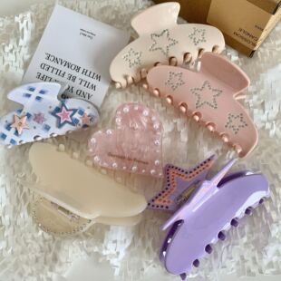 y2k五角星抓夹大号爱心醋酸发夹女后脑勺盘发抓鲨鱼夹子发卡头饰