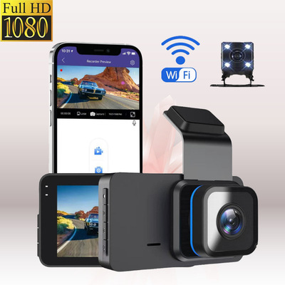 行车记录仪前后双录汽车载D免走线后视镜高清倒车影像Y11双镜头