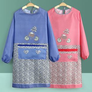 老年人爷爷奶奶外公外婆照衣可擦手长袖定位做饭罩衣围腰围裙女