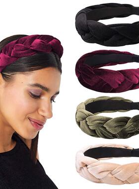 欧美辫子打结发箍 亚马逊ebay速卖通跨境货源  麻花辫金丝绒头饰