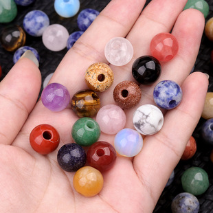 大孔珠子水晶玛瑙散珠12mm孔3mm大孔DIY服饰天然石散珠配件