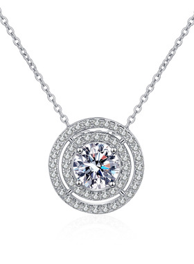 925银莫桑石双圈锁骨链女现货