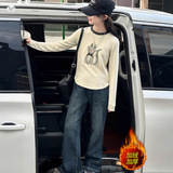 冬季中大女童加绒打底衫新款女孩卡通圆领内搭百搭长袖T恤修身潮，童装外套，祺儿童装