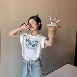 T恤女上衣服潮流百搭白色T恤潮t20 t恤女日系2024短袖 夏季 港风短袖