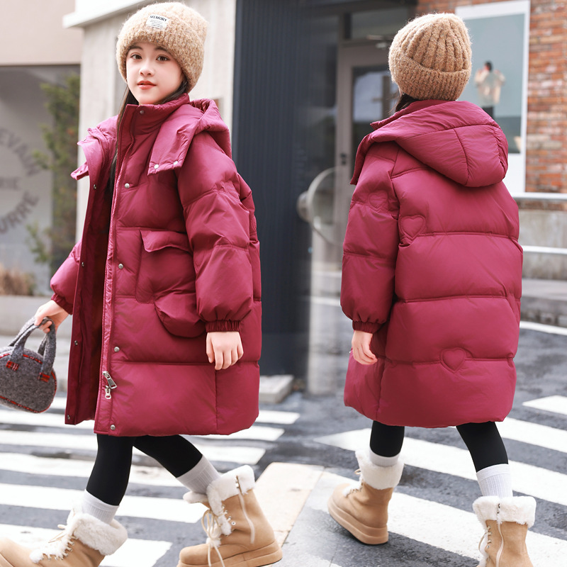 2025冬季新款儿童羽绒服女童中长款加厚白鸭绒女孩中大童洋气外套