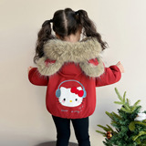 女童冬装连帽外套棉服2025新款加绒加厚大毛领棉衣儿童保暖派克服，童装外套，祺妙童装