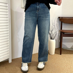 显瘦腰直筒裤 乃粒大码 2025秋胖mm小脚裤 休闲裤 NK1325B 百搭牛仔裤