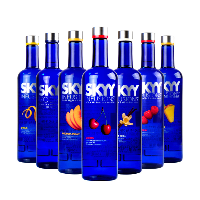 原装进口 深蓝伏特加原味香草SKYY蓝天伏特加基酒鸡尾酒洋酒750ml