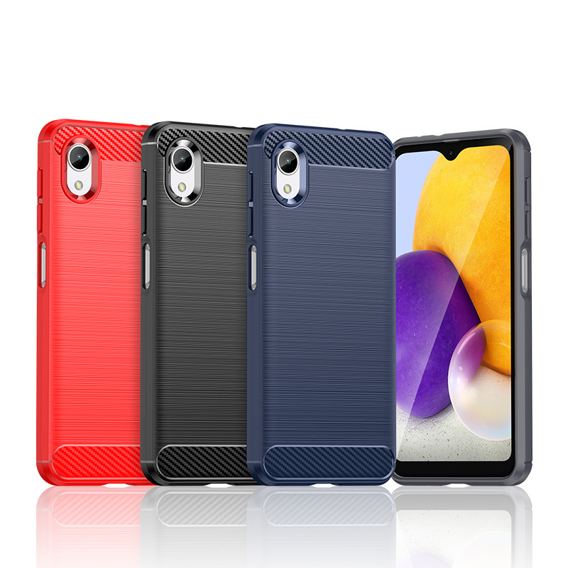 适用三星A22E手机壳三星Galaxy A22E拉丝碳纤维纹防滑防指纹保护套纯色简约全包边防摔软壳