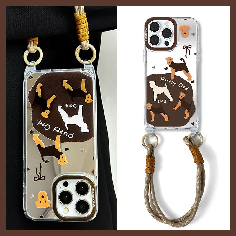 手提短绳镜面苹果卡通小狗15