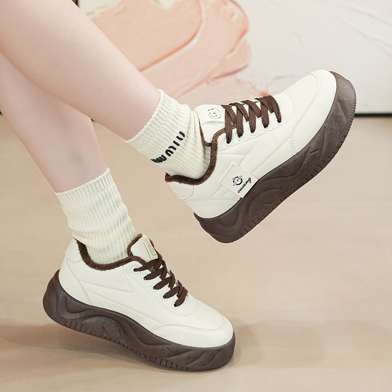 2025冬季新款加绒棉鞋厚底保暖休闲板鞋学生运动鞋街拍潮H231