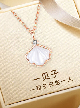 足银镶锆石套链小众百搭设计级感轻奢礼物一贝子钻石项链