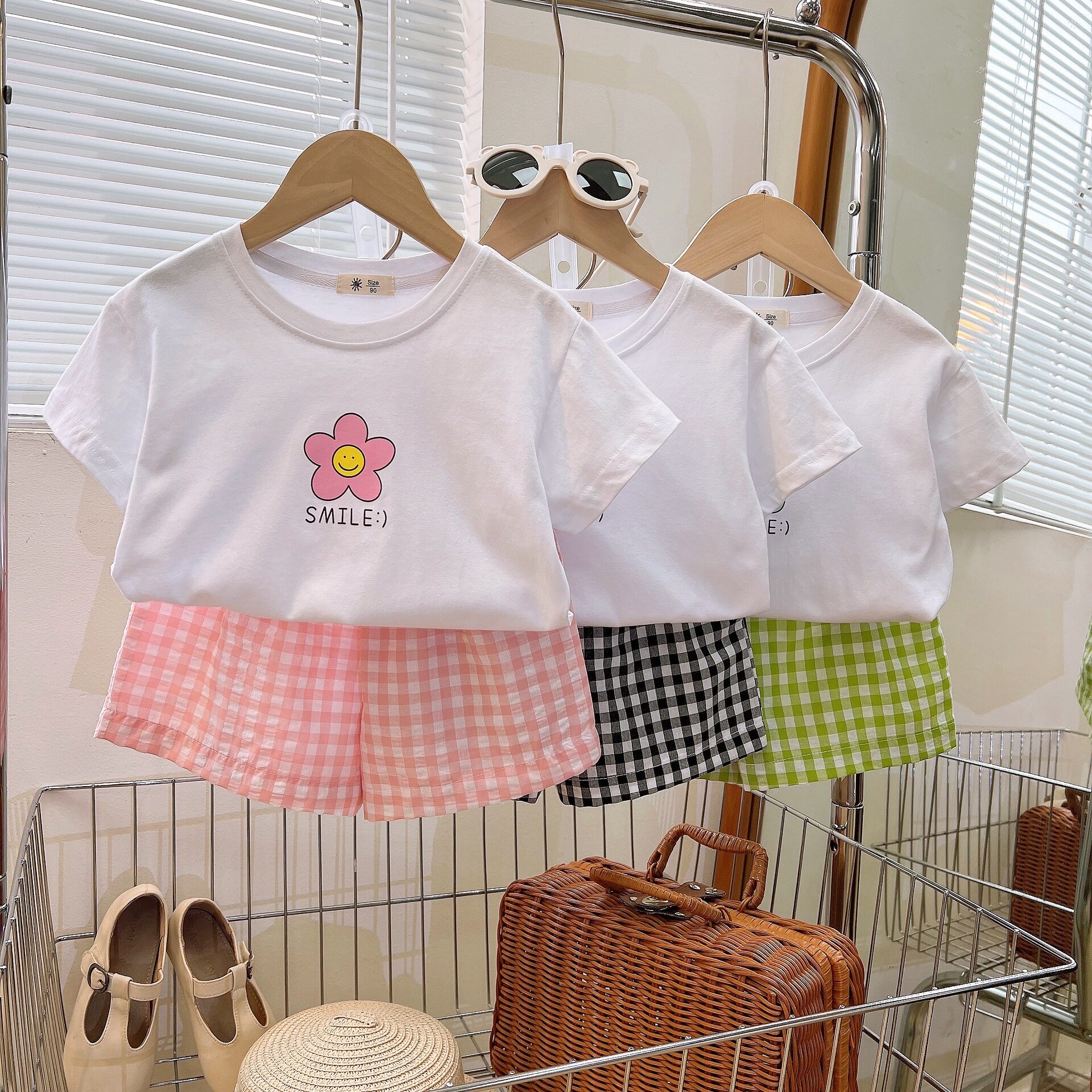 女童套装夏季新款儿童服装短裤百搭衣服a类小花洋气韩国潮