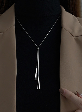 925镀银项链女轻奢小众毛衣链锁骨链颈链长款2021年新款ins潮2020