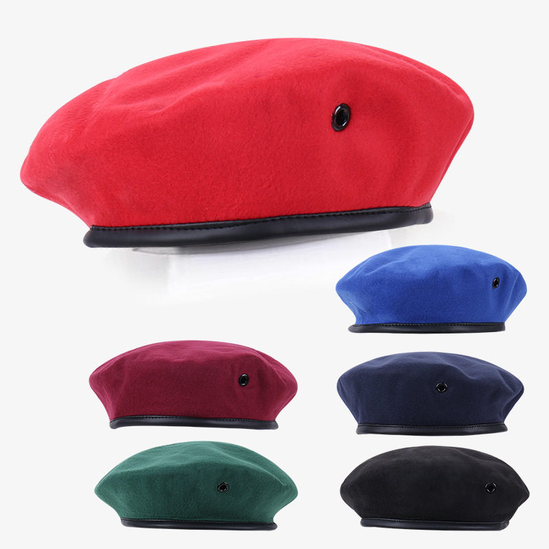 新款毛呢新款贝雷帽子女户外显脸小保安户外作战广场水兵蓓蕾帽