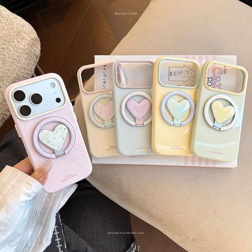 AceCase韩系清新彩色鎏金磁吸支架苹果17promax适用15手机壳iphone16简约14纯色13撞色12软