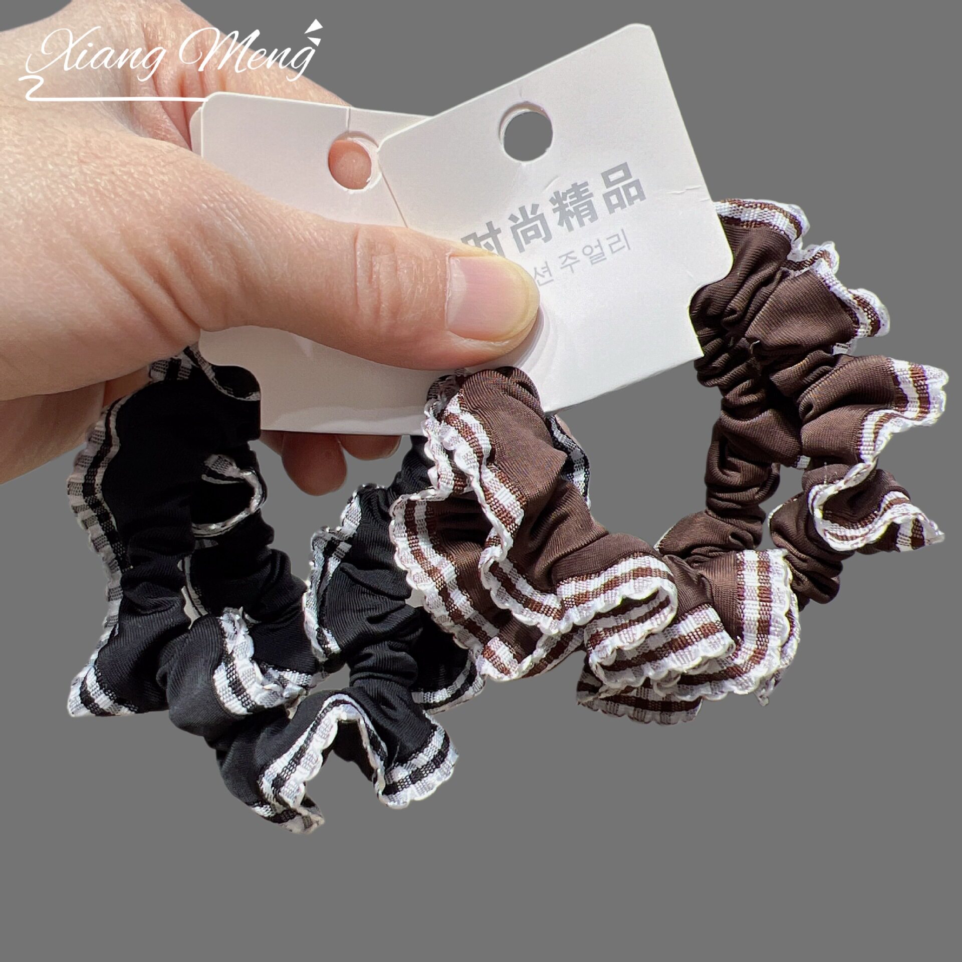 格纹发圈橡皮筋发绳复古
