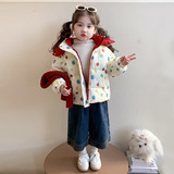 女小童加绒棉服冬季2025新款女彩点加厚外套冬装儿童卡通棉衣P115，童装棉衣，祺妙童装