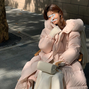 韩版气质高级感超好看白鸭绒女2025冬季新款中长款收腰大码羽绒服