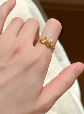 韩款甜美少女心氛围感显白颜值小众设计轻奢级感蝴蝶戒指女