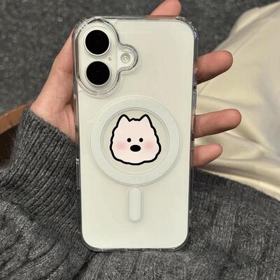 Cute Dog Magnetic Hard Phone Case Shockproof Protective Cover 适用 iPhone 17 Pro Max 16 Pro 15 14 13