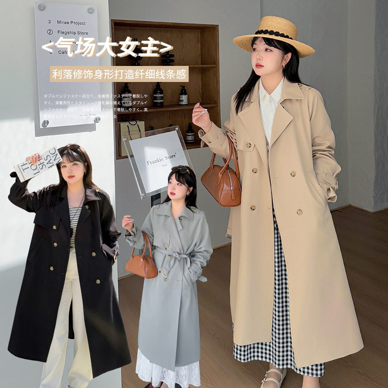 韩版气质西装领腰带风衣通勤外套