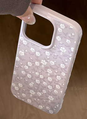 AceCase浪漫紫iphone16苹果17promax适用15手机壳14复古白玫瑰花13防摔12软