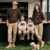 洋气婴儿爬服 潮一家三四口我们卫衣母女母子装 亲子装 秋冬2026新款