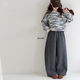 女童加绒毛呢裤2025年秋冬新款中大童休闲卫裤纯色阔腿裤弯刀长裤，童装裤子，祺儿童装