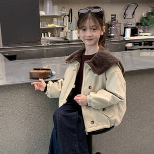 女童皮衣外套秋冬装2025新款加绒加厚童装衣服儿童大女孩冬季棉衣