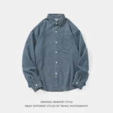 长袖衬衫春季款后背分割设计日系宽松衬衣外套MC7136-P65控98，男装衬衫，电商A362