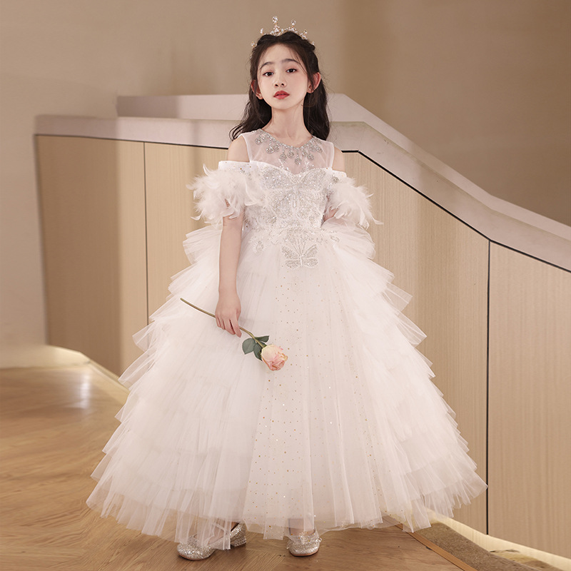 高端儿童礼服生日轻奢白色
