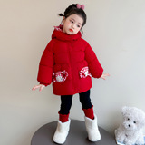 女童棉服冬季新款儿童加厚保暖棉袄洋气中小童女孩韩版连帽棉衣潮，童装棉衣，祺妙童装