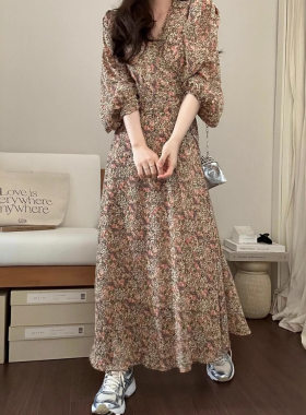 imissyou现货26夏韩国东大门优雅文艺清新碎花V领收腰显瘦连衣裙