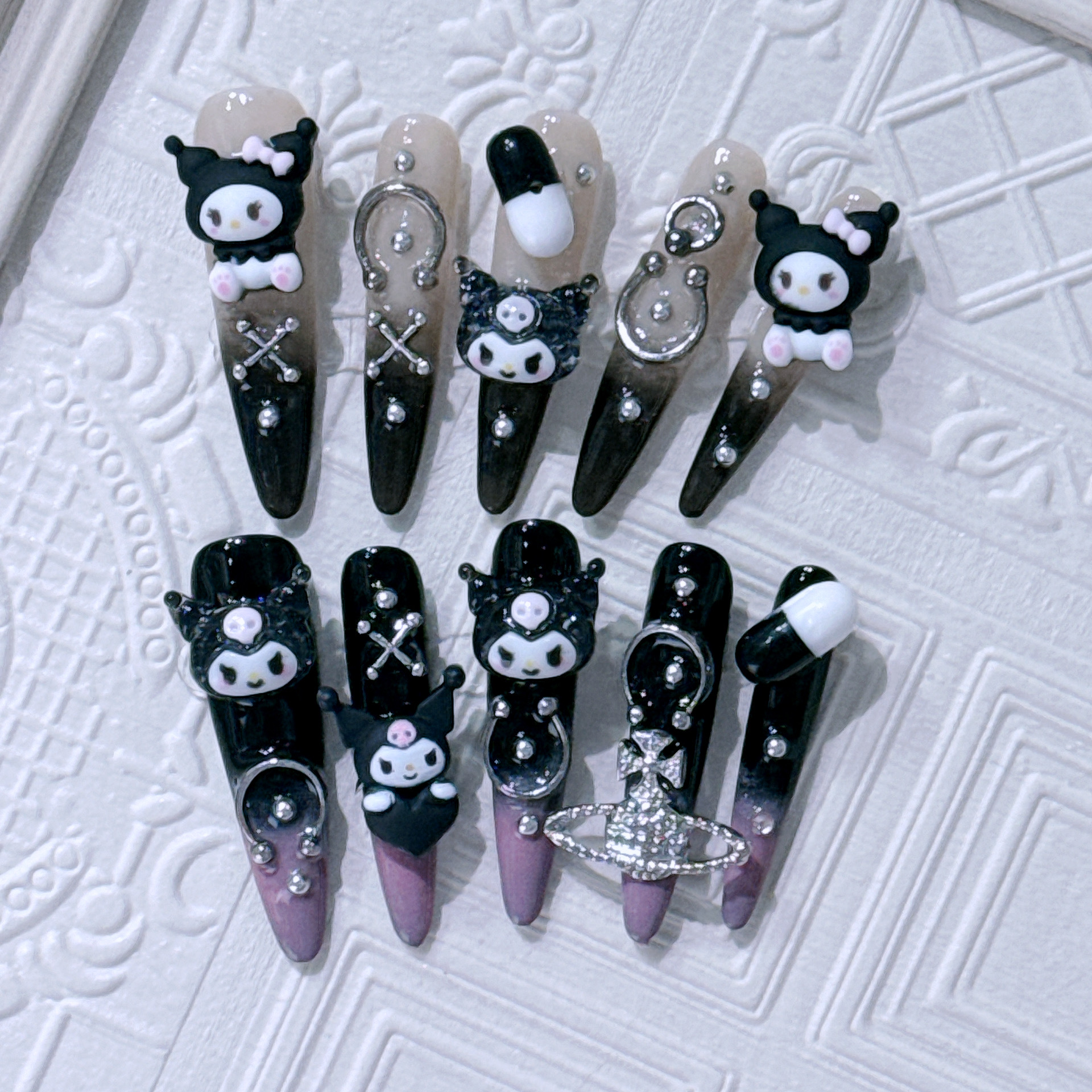 手工长尖款穿戴甲ins美甲