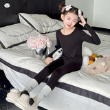 女童秋衣秋裤套装2025年秋冬季新款纯色超薄肌底衣中大童冬装睡衣，童装家居服（睡衣），祺儿童装