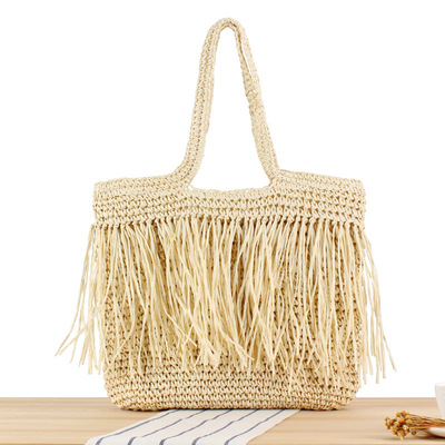 New long tassel handmade woven bag beach vacation fashion ve