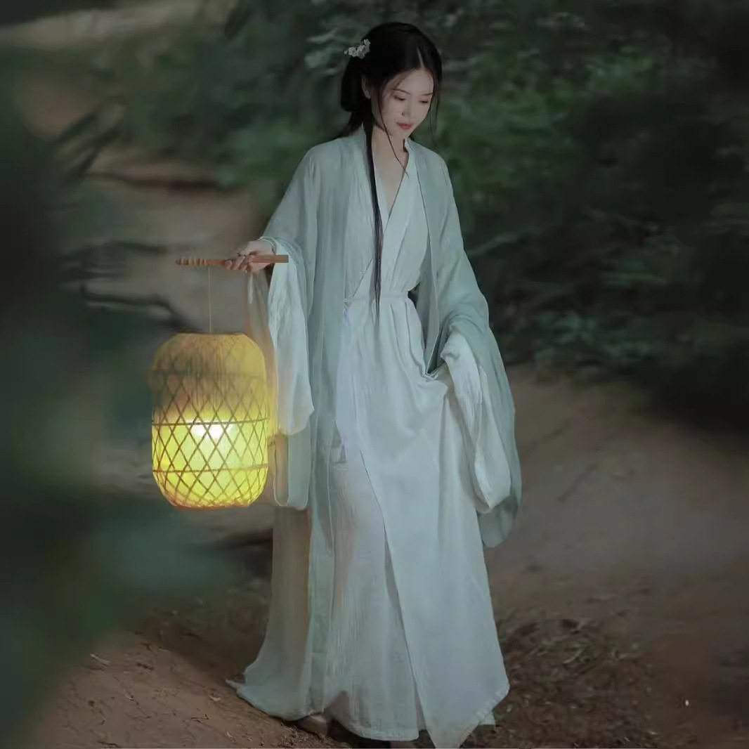 夏季清冷系汉服魏晋古装女古风飘逸仙气直裾广袖流仙裙秋冬