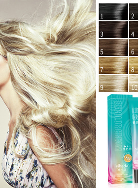 VIKADA褪色膏微潮色漂发剂褪浅膏头发白金色漂发9度染发膏