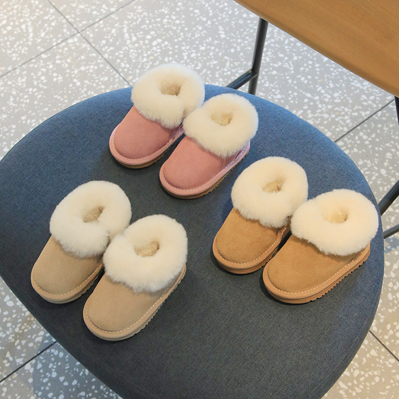 冬季加棉保暖真皮儿童雪地靴