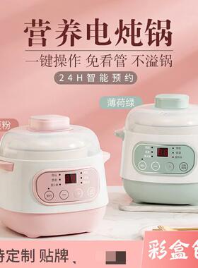 Electric Ceramic Double Boiler Slow Cooker, Mini Soup Pot