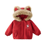 女童冬装连帽外套棉服2025新款加绒加厚大毛领棉衣儿童保暖派克服，童装外套，祺妙童装