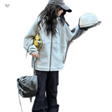 女童2025年新款时尚奥利绒保暖加厚连帽外套户外秋冬休闲简约修身，童装外套，祺儿童装