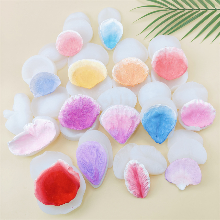 花瓣叶子硅胶模具翻糖树叶纹理夹模软陶粘土花瓣装饰压花模具集合