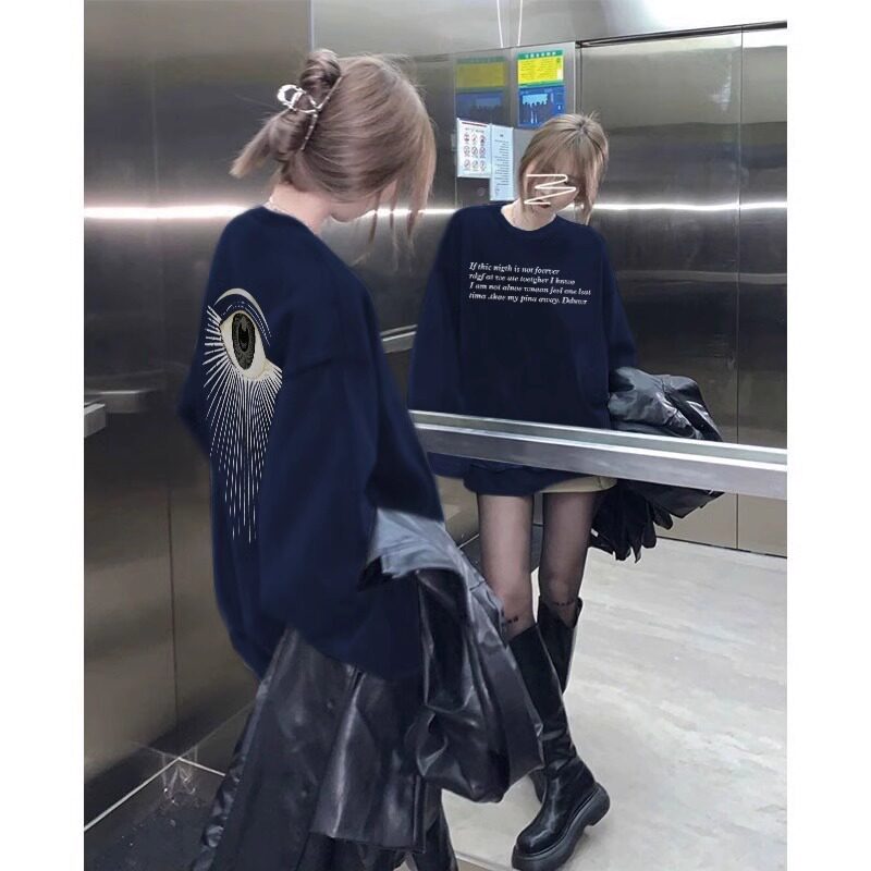 美式hiohop套头卡通卫衣女春秋款宽松bf慵懒风加绒加厚秋季上衣潮